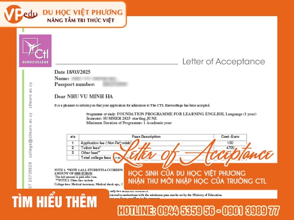 Thư mời nhập học của học sinh team Mocbailinkk.com
