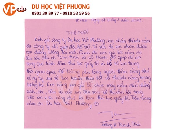 Thư ngỏ của học sinh Thanh Thảo gửi tới Mocbailinkk.com Edu