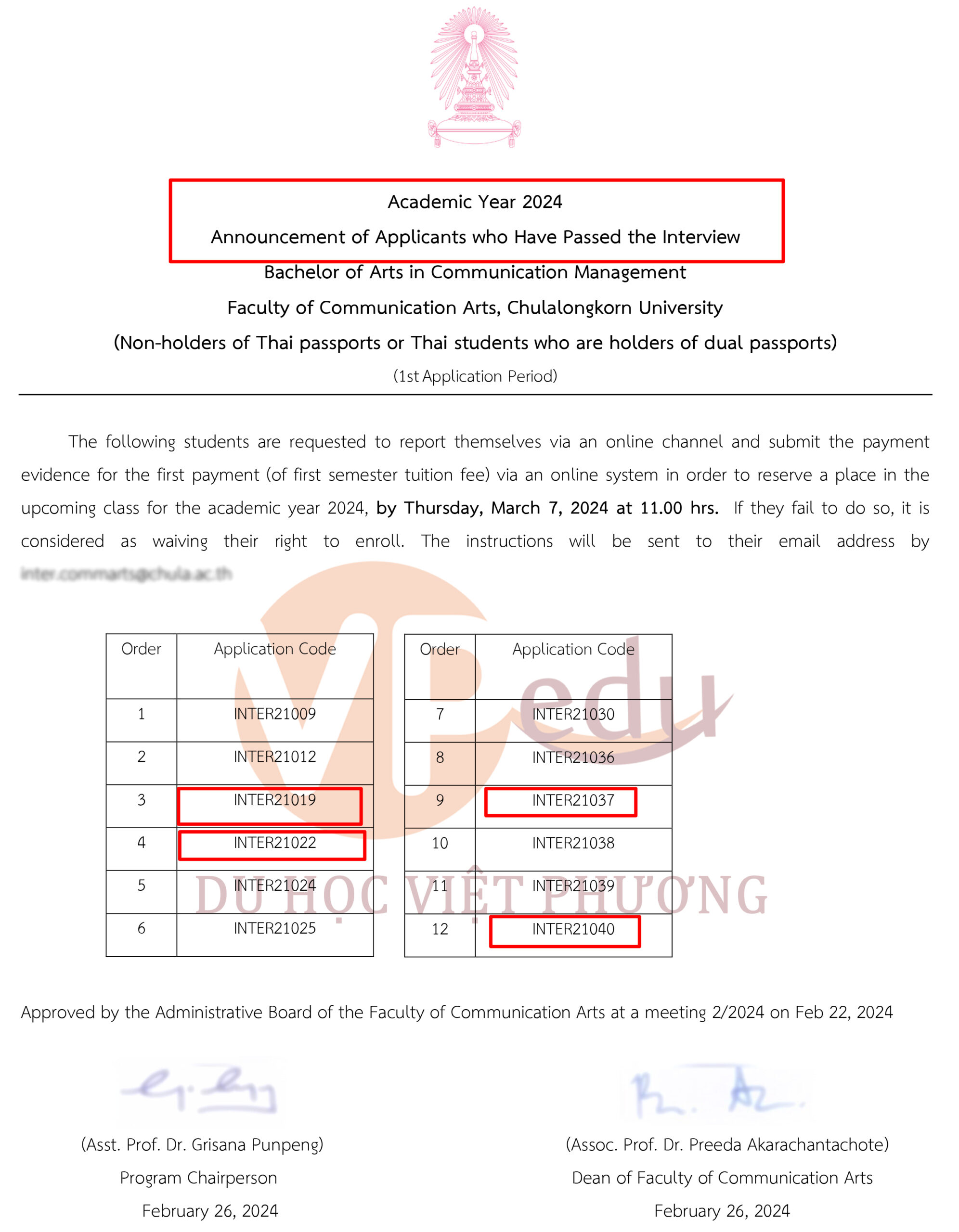 4 học sinh của Mb66 hiện đang mở được xếp hạng cao nhất đậu trường đại học Chulalongkorn - Thái Lan