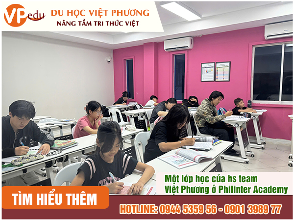 Lớp học tại trường anh ngữ Philinter Academy - Học sinh của team Mocbailinkk.com