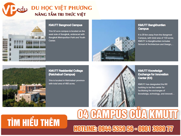 Các campus của Trường Đại học KMUTT - Thái Lan